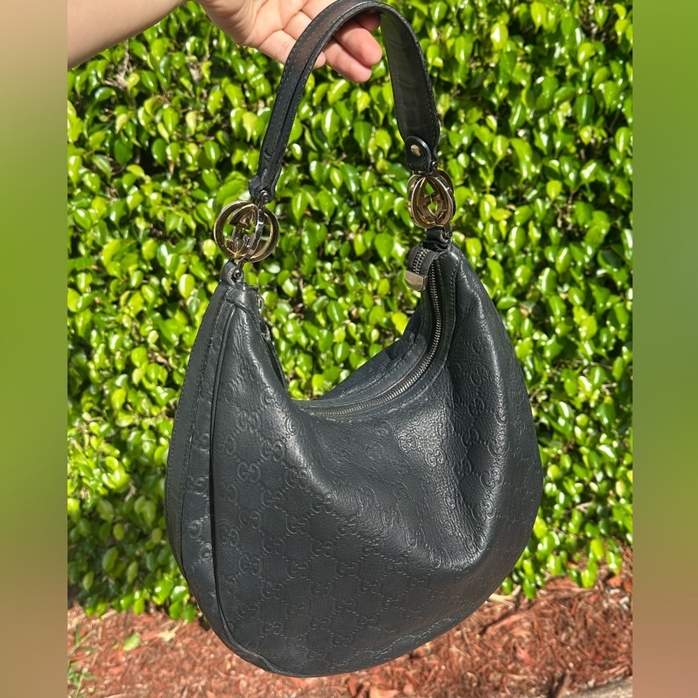 Gucci Medium Twins Interlocking Double G Black Hobo Bag